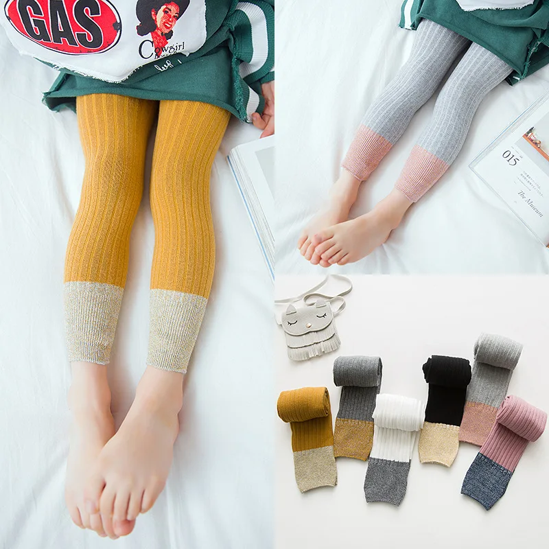Baby Girls Knit Tights Elastic Autumn Winter Tights Sweet Patchwork
