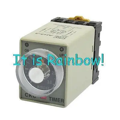 

Free Shipping 380VAC 8 Pin 0-3 Minute Rail Mount AH3-3 Delay Timer Time Relay + Socket