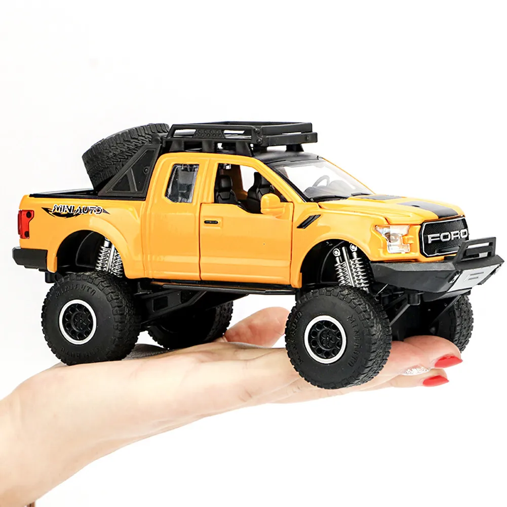 Мини-пикап Toy1: 32 модель пикапа игрушечный автомобиль для Ford F150 Raptor звук и свет и раздвижной автомобиль