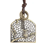 NIUYITID Vintage Bird Cage Owl Necklace & Pendant Men Long Leather Rope Neckless Creative Beautiful Jewelry Cadena Hombre