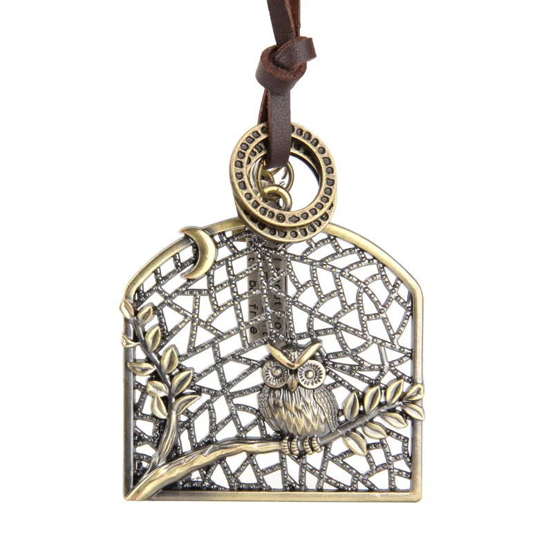 

NIUYITID Vintage Bird Cage Owl Necklace & Pendant Men Long Leather Rope Neckless Creative Beautiful Jewelry Cadena Hombre