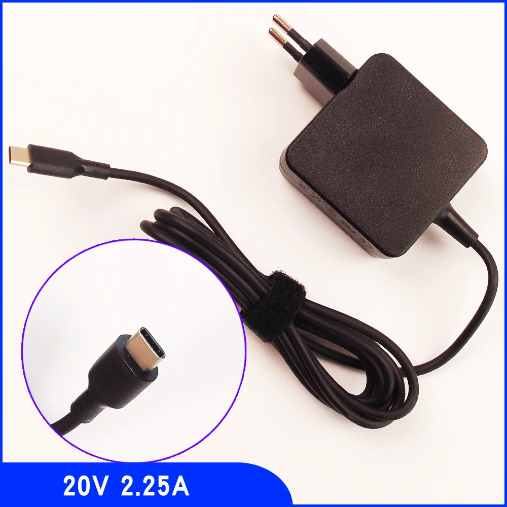 20 V 2.25A адаптер переменного тока питания для ноутбука Зарядное устройство Шнур питания USB-C Тип-C для lenovo ThinkPad X1 планшет 20GG 20GH ADLX45YCC3A