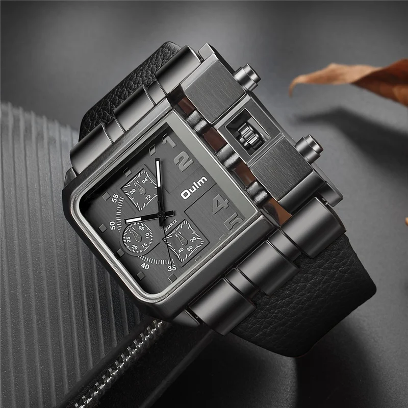 Unique Design Square Men Wristwatch Wide Big Dial Quartz Male Sport Watch