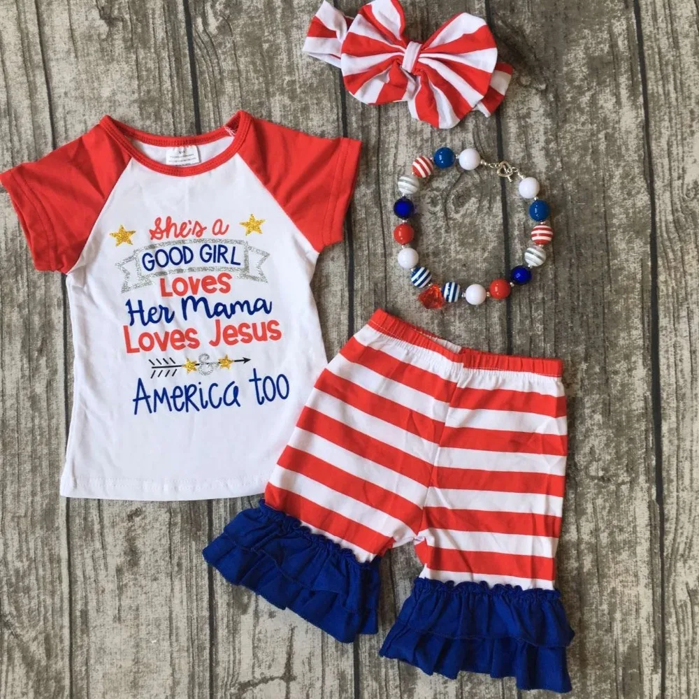 baby girls summer shorts clothing children July 4th Patriotic clothes