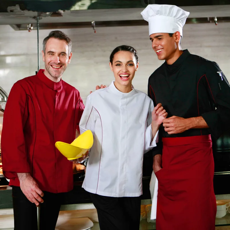 5 get 10 off 10 get apron Classy man woman head chef wear uniform clothes