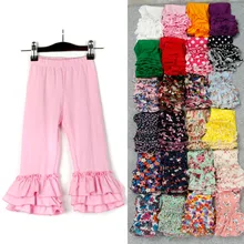 Детские Зимние хлопковые брюки с цветочным рисунком для маленьких девочек детские осенние однотонные длинные леггинсы с оборками Детские леггинсы