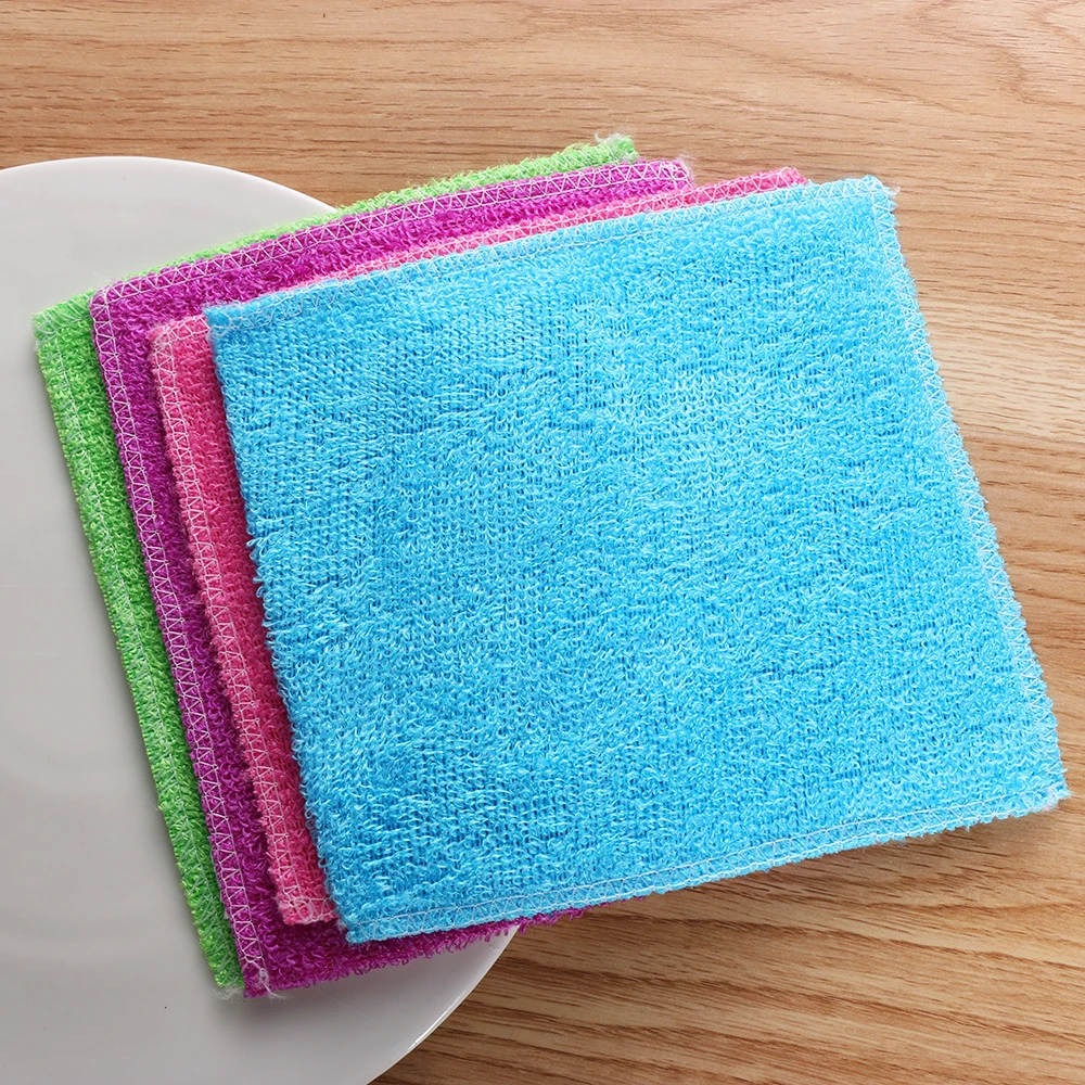 

1/5PCS 18*16cm Anti-grease Dish Cloth Bamboo Fiber Washing Towel Kitchen Household Scouring Pad Magic Cleaning Rags Clean Towel