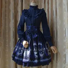 Новое прибытие 3 цвета Сладкая империя талии сказочная тематика печатных кружева шифон Лолита юбка