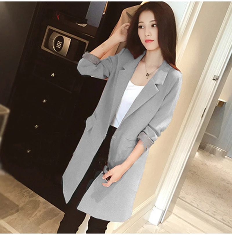 MCCKLE, тонкая женская длинная куртка на одной пуговице, большие размеры, OL, женская верхняя одежда, пальто 2018, осенняя модная Корейская