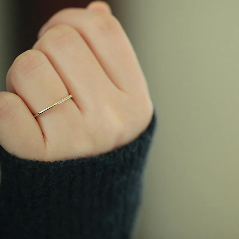 Tisonliz Изящные Простые Кристальные тонкие кольца в форме сердца, Свадебные обручальные кольца на палец для женщин, золотые очаровательные ювелирные изделия Anillos Muje