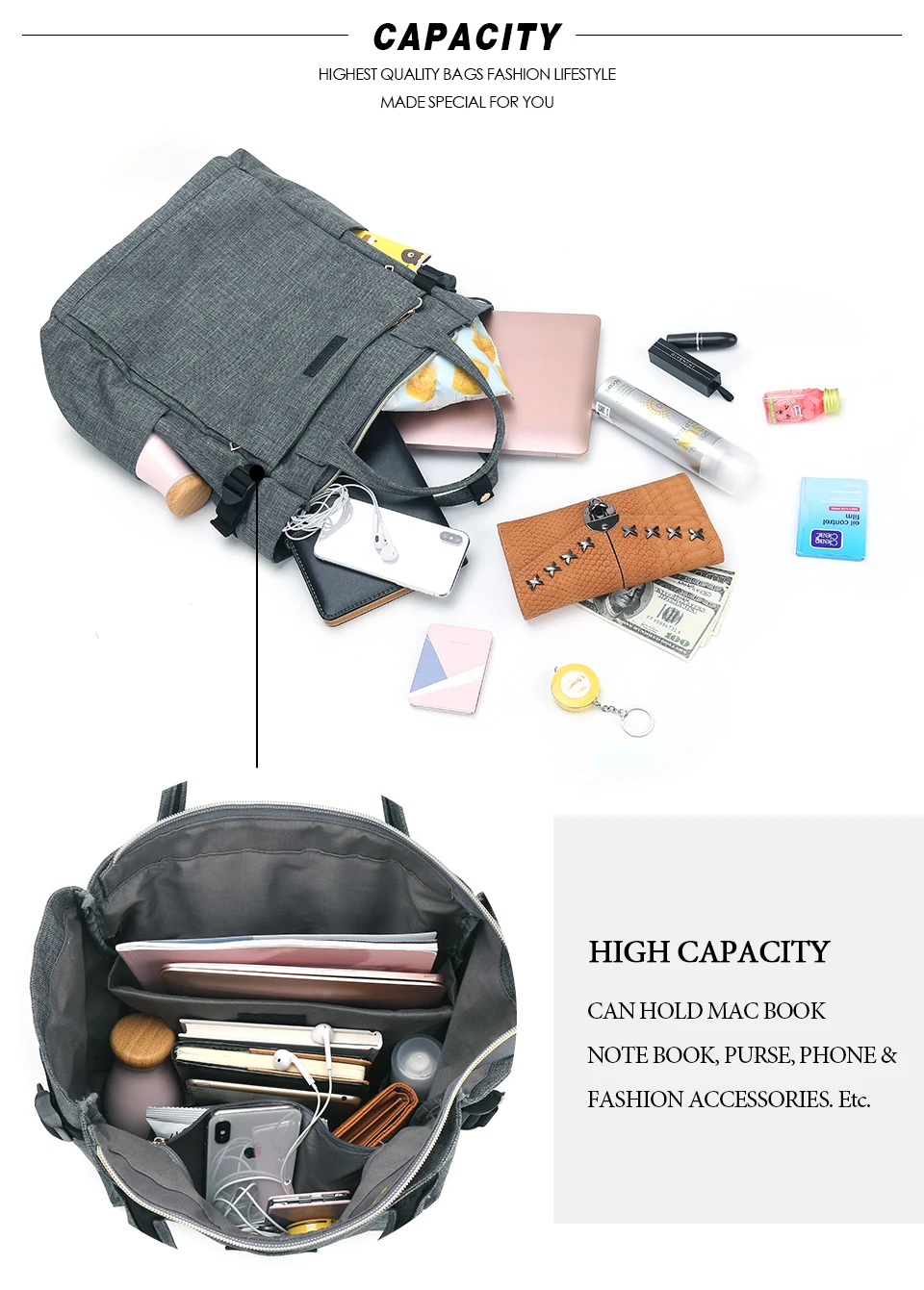 Canvas backpack School Bags for Teenager Large Capacity Travel Backpack Nursing Bag for Baby Mom Women Carry Care Bag |BP1302L