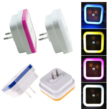 

4PCS LED Night Light AC120V 220V Auto Sensor Control 0.5W US EU Plug In Square White Night lamp for Baby Bedroom Hallway kitchen