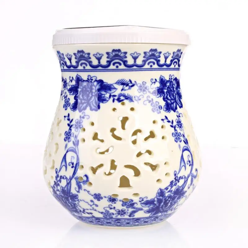 

Free Shipping  LED Solar Light Ceramic Vase With A Small Family Night Green  Solar Energy Lamps Household Item Home Decor