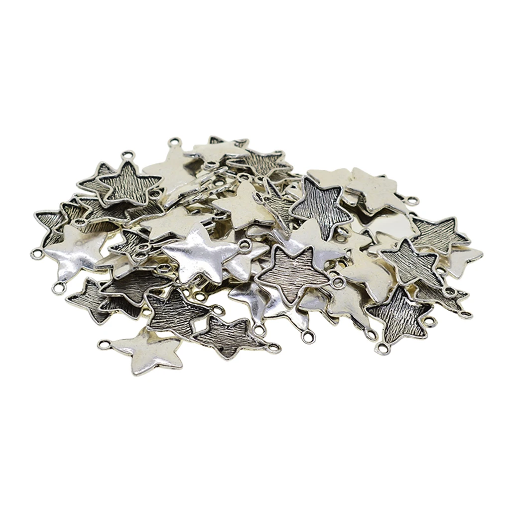 100pcs Antique Tibetan Style 20x15mm Alloy Star Pendant Cabochon Bezel Settings Trays Cabochon Frame DIY Jewelry Making Charms