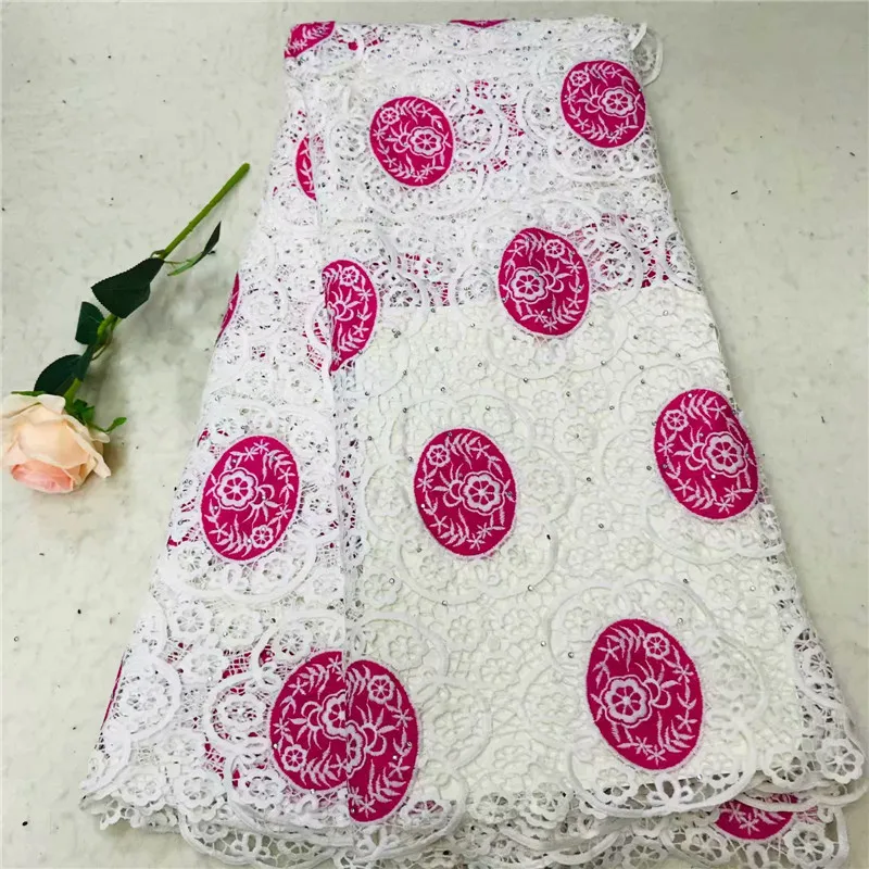 

ZQJ!French African lace fabric high quality embroidered Nigerian net lace with guipure lace fabric 5 yards for dress ! L110105