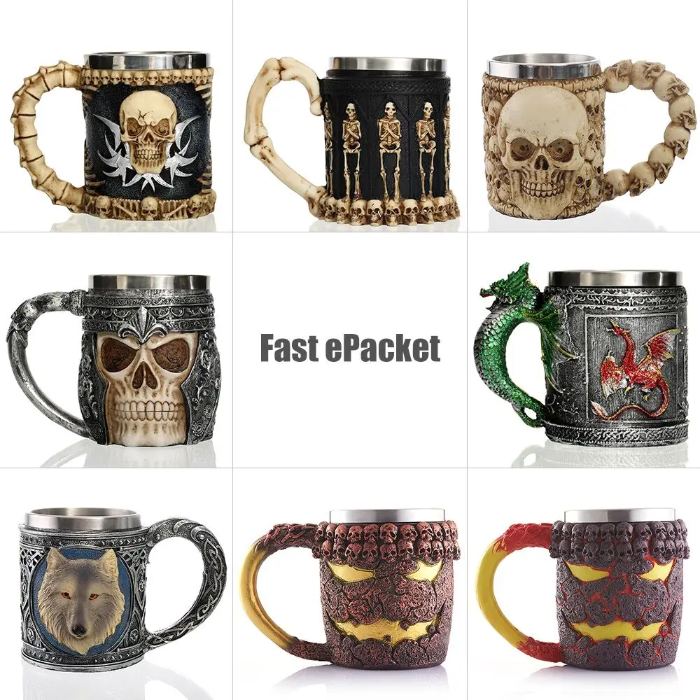 1 шт., 600 мл, кружка для кофе Viking Ram Horned Pit Lord, Warrior Skull С боевым шлемом, Beer Stein Tankard, ePacket, много запасов