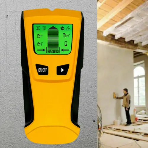 FLOUREON 3 in 1 Detektor Stud Center Finder Metal/AC live wire Detector Gelb