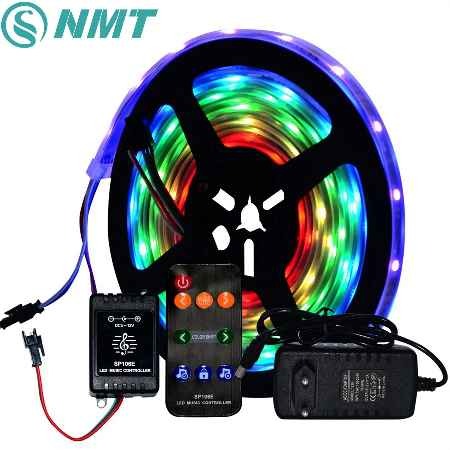 

Music Control Dream Color LED Strip Set WS2811 LED Strip Light 5050 RGB DC12V With Music Remote Controller 12V 3A Power Supply