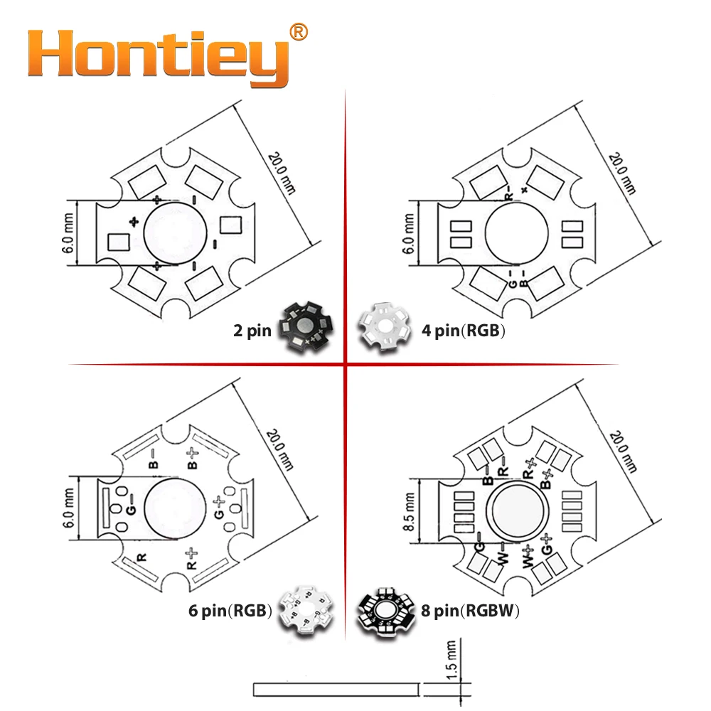 Hontiey 1 Вт 3 Вт 5 Вт светодиодный алюминиевый базовый пластин печатной платы теплоотвод подложка 20 мм Звездный комплект DIY Охлаждающий радиатор 20 мм для 1 3 5 Вт