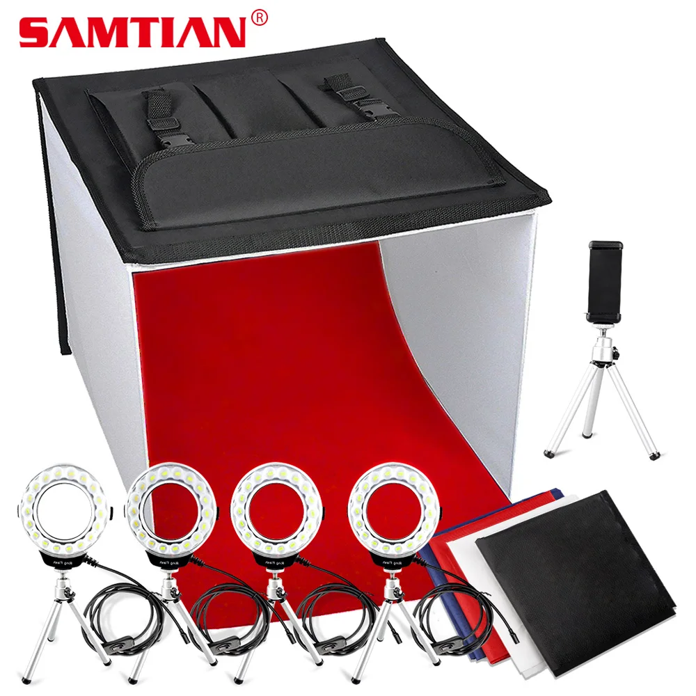 

SAMTIAN K60II Foldable Photo Box LED Softbox Studio Light Box 3200K-9000K CRI85 Lightbox for Jewelry Photography Shooting Tent