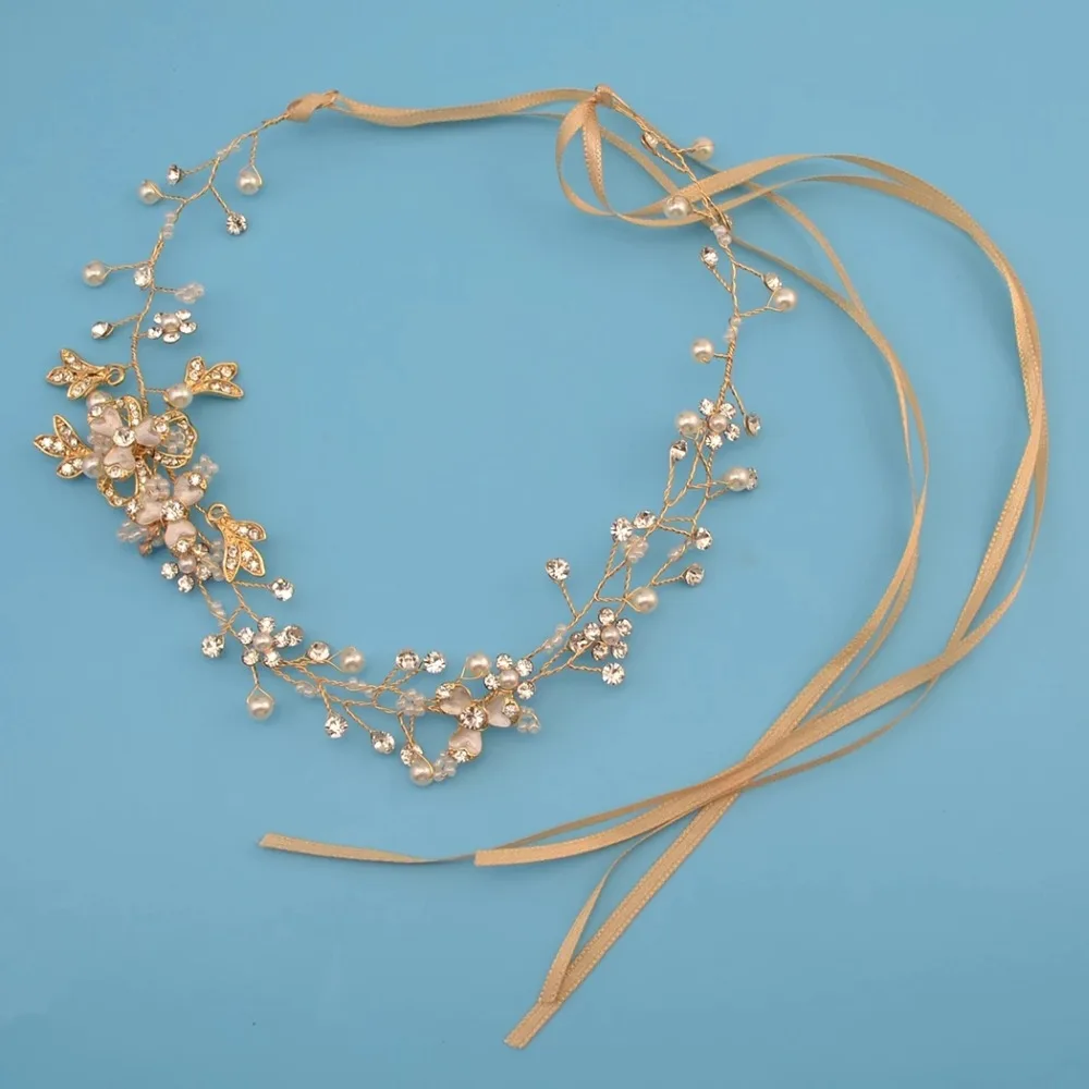 

Silver Gold Rhinestone Floral Bridal Headpiece Hair Vine Handmade Headband Hair Jewelry For Bride Tiara Wedding Hair Accessories