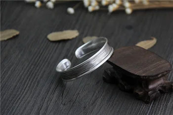 

S925 sterling silver Bangles Female Retro Opening 12.6mm Wide Version Bracelets & Bangles Men Jewelry Bracelets Free Shipping