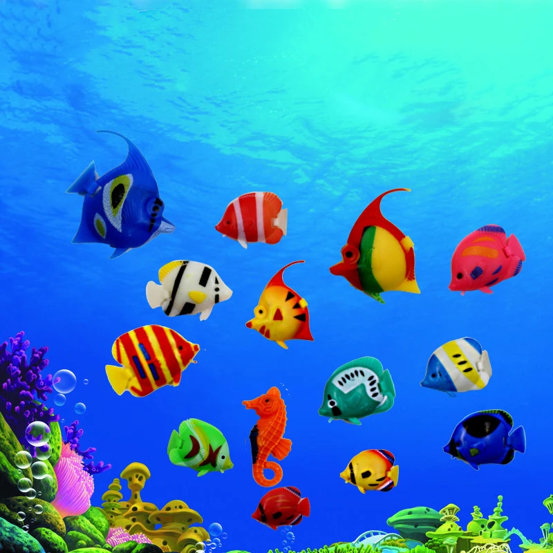 10 шт./лот, искусственные тропические рыбки, плавающие подвижные поддельные рыбки, игрушки для аквариума, Имитационные Ландшафтные украшения для аквариума