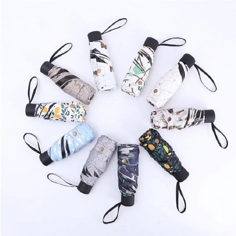 

Mini small Umbrella Clear Pocket Anti-UV Umbrella Windproof five Folding Umbrellas Compact Rain Children Umbrellas Rainproof
