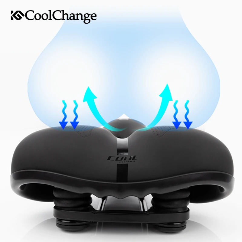 

CoolChange Bicycle Saddle Mountain Road Bike Seat Sports Soft Cycling PVC Waterproof Steel Hollow Comfortable Saddle Men Women