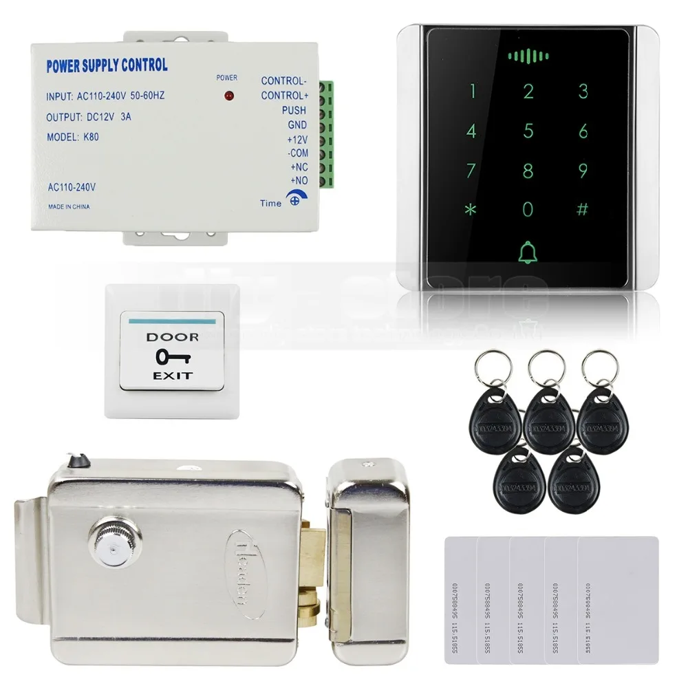 DIYSECUR 125KHz RFID Reader Password Keypad + Electric Lock Access