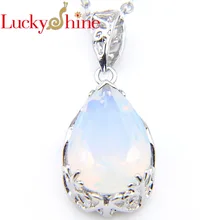 Luckyshine новые капли воды огонь лунный камень посеребренные Свадебные Подвески Россия, США, Австралия Подвески Ожерелья