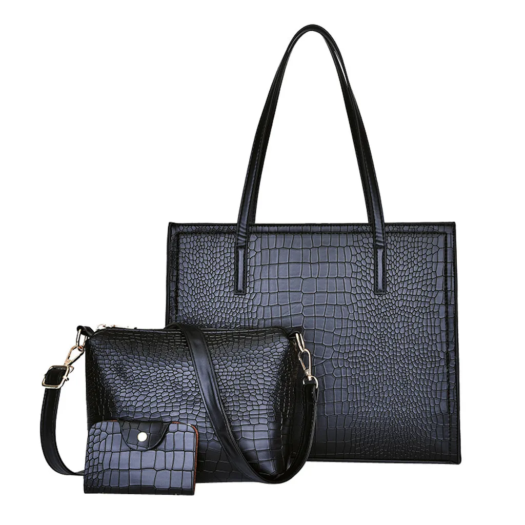 

Maison Fabre 3Pcs Women Alligator Pattern Hand Bag Shoulder Bag+Crossbody Bag+Card Package Fashion Zipper Satchels Bag Ja22