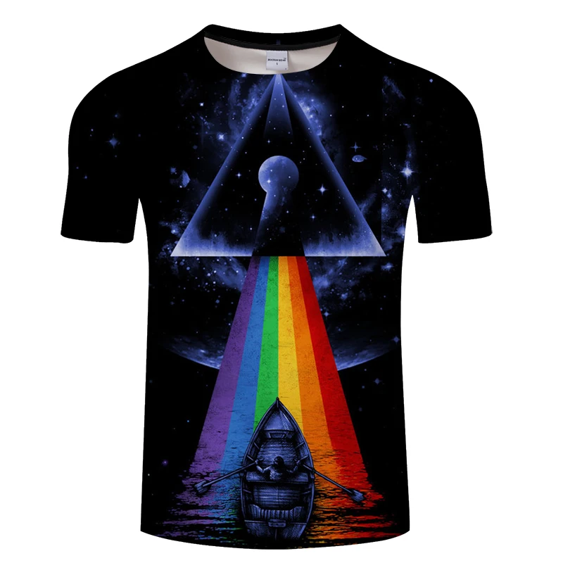 

Irregular shape boat pattern Tshirt Cool Design Printing Men Fashion Tops&Tees 3D T shirt Funny Casual Round Collar Asian size