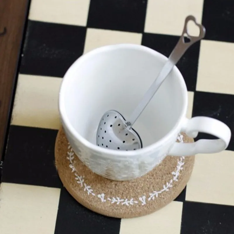 1pcs Tea  Strainer Spoon Colander Heart Shape Stainless Steel Strainer Infuser Filter Spice Ball Spoon Kitchen Tool (3)