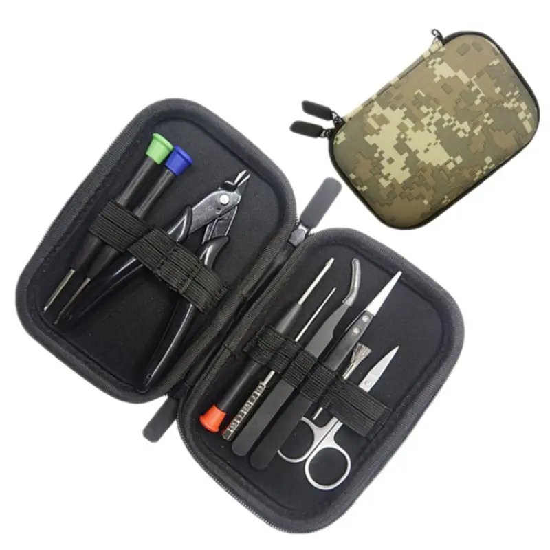 

DIY Tool Kits Bag Ceramic Tweezers Scissors Coil Jig Cotton Pliers for Electronic Cigarette Vape Pen RDA RBA RTA Atomizer Acces