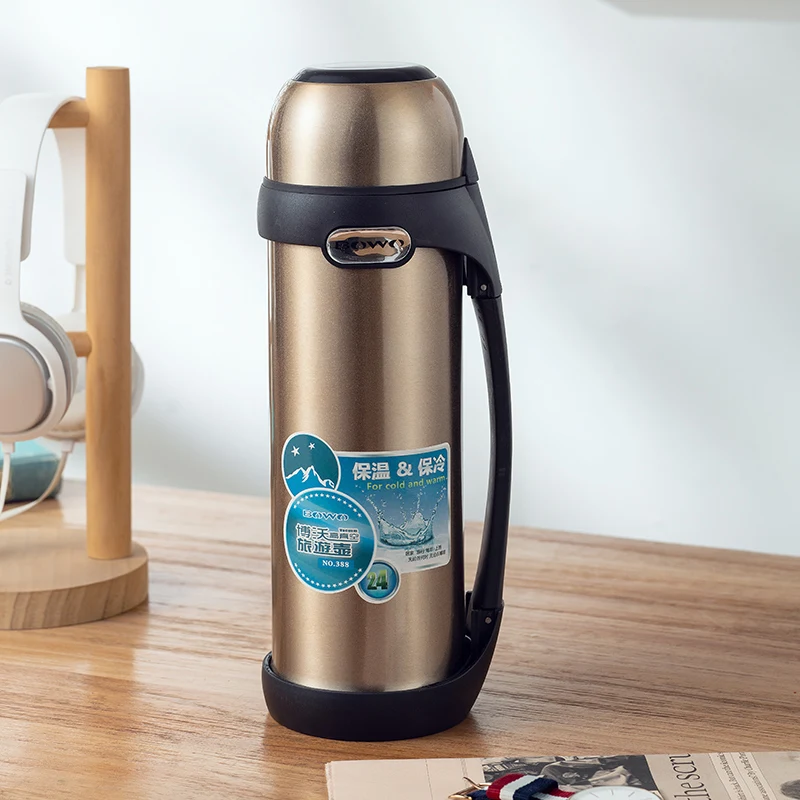 

Sports Insulated Stainless Steel Travel Mug Vacuum Portable Shoulder Strap large Capacity Insulation PotCold Water Bottle