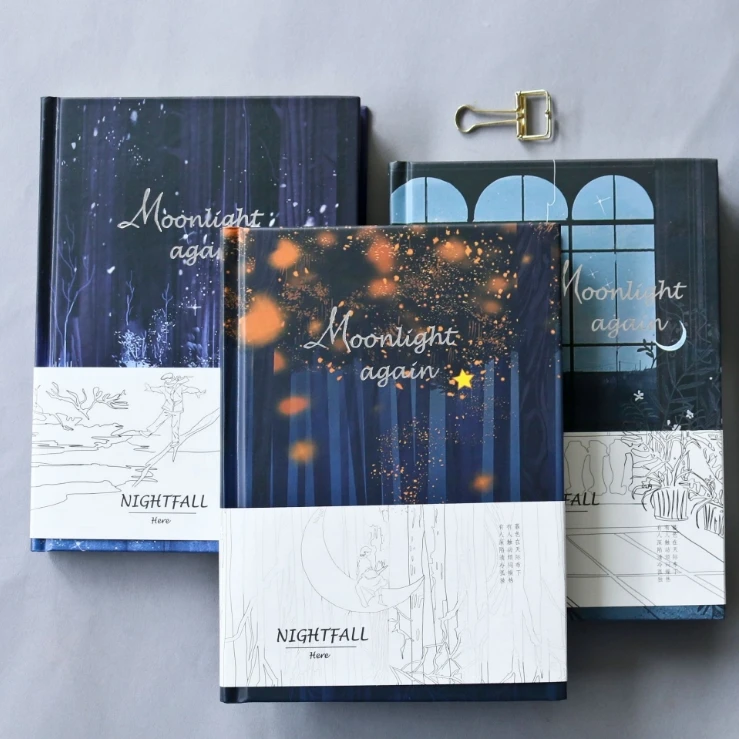 

Moonlight" Hard Cover Beautiful Cute Notebook Journal Blank Notepad Free Note Stationery Gift