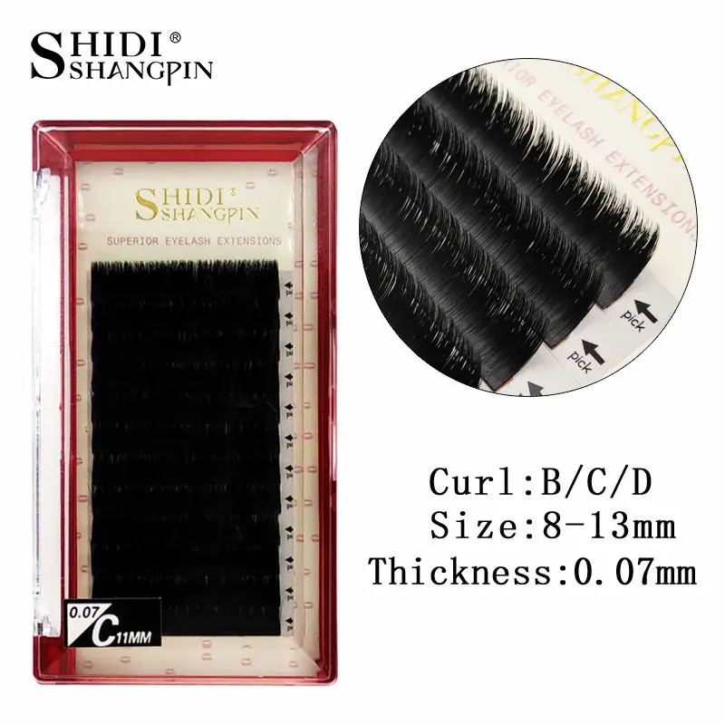 SHIDISHANGPIN 10 чехол/Лот 3d норки ресниц расширение отдельных 0,07 мм B/C/D Curl Make Up ресницы «maquiagem» Cilios