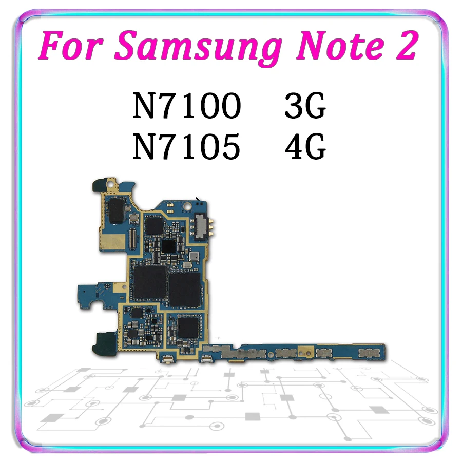 

Original Motherboard For Samsung Note 2 N7100 3G N7105 4G Unlocked Mainboard Android Logic Board Tested Good Working Plate