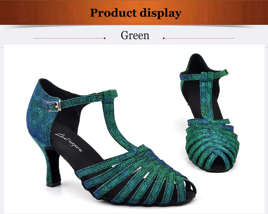 Ladingwu/Фабричный магазин; обесцвечивающаяся ткань для Бальных и бальных танцев; вечерние туфли для сальсы; Цвет зеленый, синий, серый; женская обувь для латинских танцев