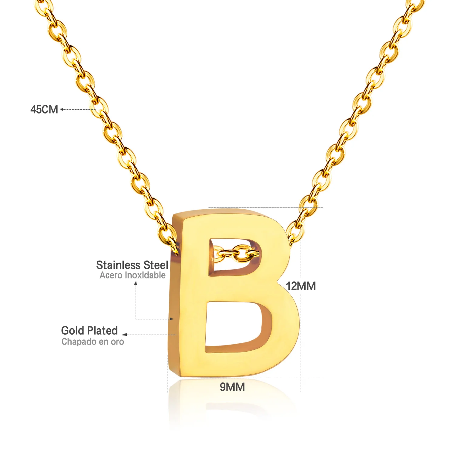 Роскошное золотое ожерелье с буквенным принтом для женщин, ювелирные изделия из нержавеющей стали 26, ожерелье с буквами и буквами - Окраска металла: B