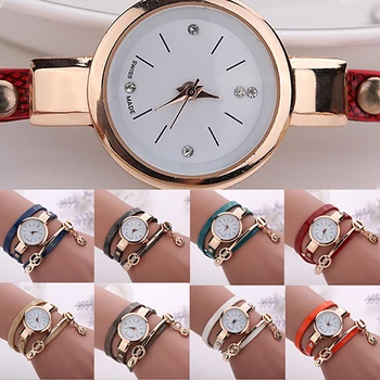 

Luxury Brand Women Long Slim Faux Leather Strap Round Analog Crystal Dial Quartz Wrist Watch 75H3