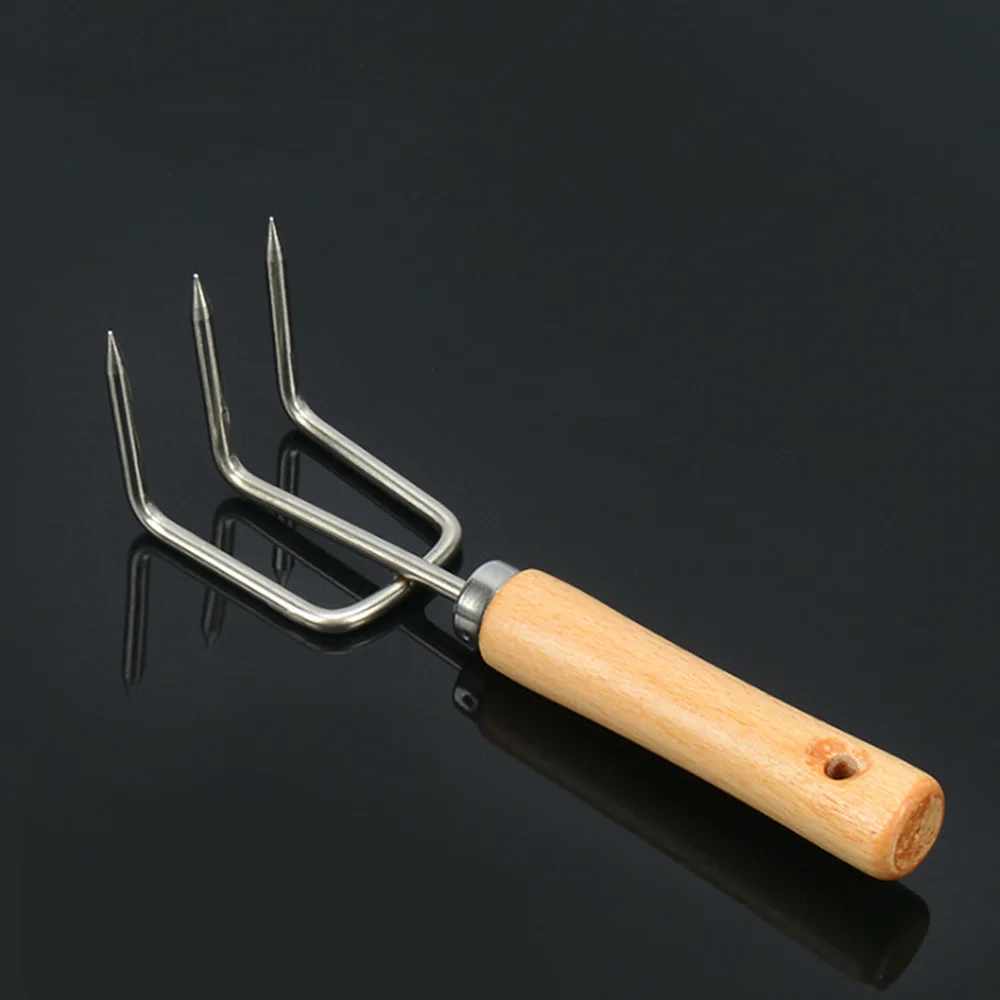 

1pcs Stainless Steel Mini Garden Rake Rake With Wooden Handle Strong Short Firm Grip Claw Rake Garden Tool