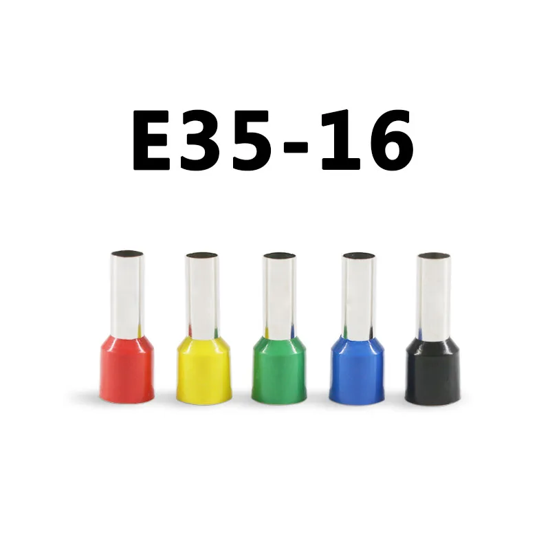 

50pcs E35-16 Cord End Pre-insulated Terminals Wire Connectors Bootlace Ferrules For 35mm2 16mm Pin of Length Brass tubes VE35-16