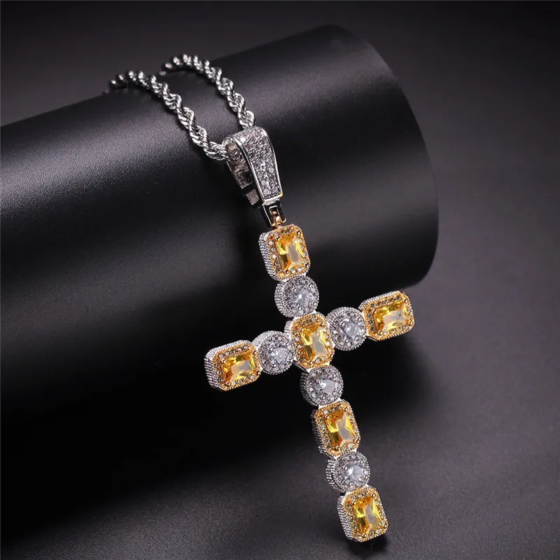 

Hip Hop Jewelry Cross Pendant Necklace For Men Gifts With Chain Fashion Geometric Zircon Pendant Necklace