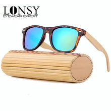 Солнечные очки в оправе из настоящего бамбука, поляризованные тёмные очки для мужчин и женщин, UV400, зеркальные линзы, деревянные очки LS5003 очки женские