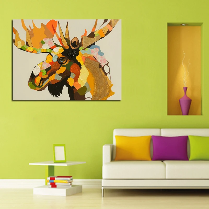 

Handpainted Animal Hang Pictures Abstract Art For Home Decor High Quality New Home Lovely Cute Art Oil Paintings on Canvas