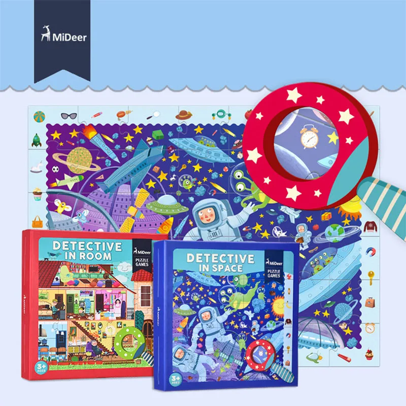 

MiDeer 42PCS Cartoon Match Jigsaw Puzzle Games Detective In Space Room Kids Gifts Creative Educational Toys For Children