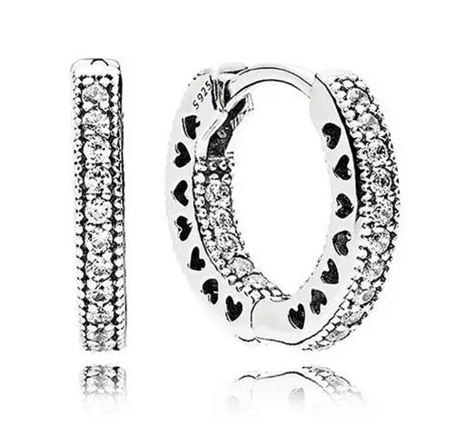 

New Year 925 Sterling Silver Pandora Earring Women Small Hearts With Crystal Earrings For Women Wedding Gift Fine Jewelry