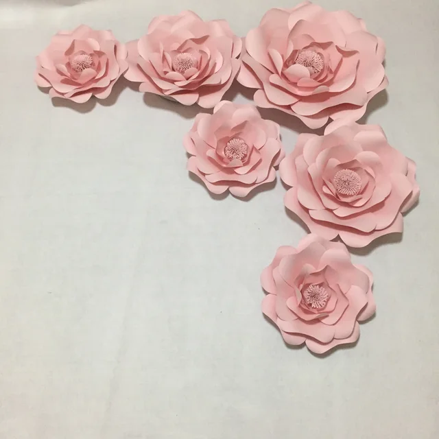 6pcs baby pink giant paper flowers for girls party wedding decor or paper flower photobooth backdrop